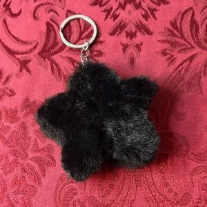 Black Faux Fur Star Keychain